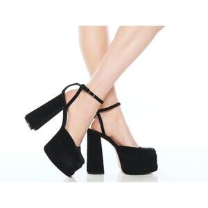 Schutz Luan Platform Heels 11 Black NWOT Mary Janes Ankle Strap Chunky 90s Y2K